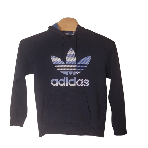 Adidas Hooded Sweatshirt Blue Size Large Men's Kangaroo Pocket Drawstring Hoodie - Picture 1 of 3